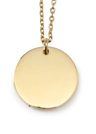 Stainless Steel Gold Engravable Round Pendant Women's Necklace
