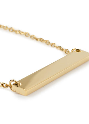 Stainless Steel Gold Engravable Bar Pendant Women's Necklace