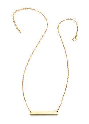 Stainless Steel Gold Engravable Bar Pendant Women's Necklace