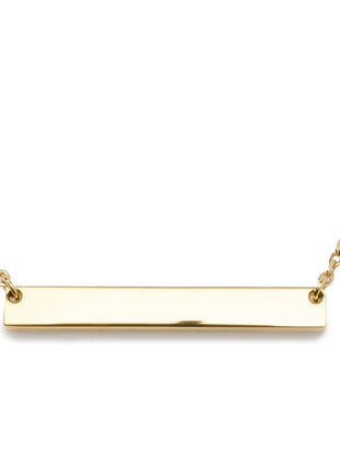 Stainless Steel Gold Engravable Bar Pendant Women's Necklace