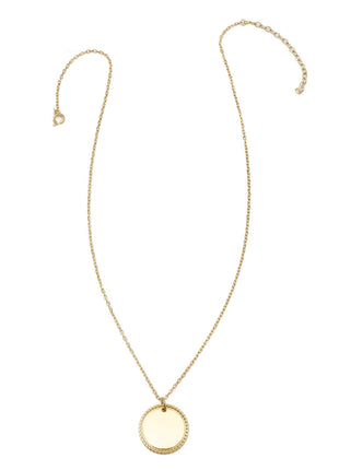 Stainless Steel Gold Engravable Round Rope Edge Pendant Women's Box Chain Necklace
