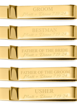 Wedding Party Gold Engravable Tie Bar
