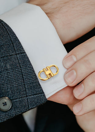 Horse Bit Gold Stainless Steel Cufflinks