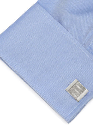 Silver Herringbone Cufflinks