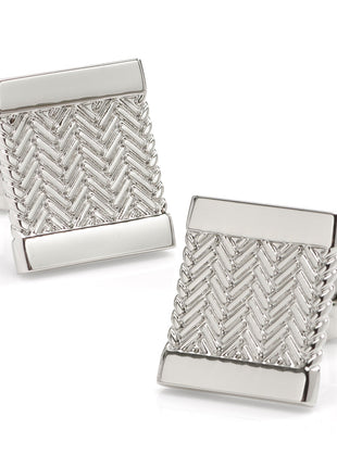 Silver Herringbone Cufflinks