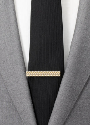 Antique Gold Herringbone Tie Clip