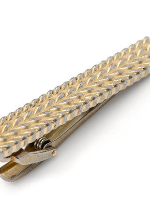 Antique Gold Herringbone Tie Clip