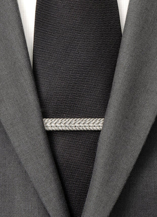 Antique Silver Herringbone Tie Clip