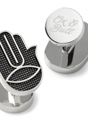 Hamsa Textured Silver Cufflinks
