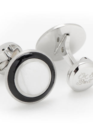 Jade with Onyx Ring Stainless Steel Cufflinks