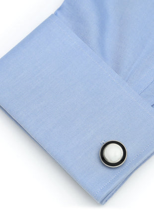 Jade with Onyx Ring Stainless Steel Cufflinks