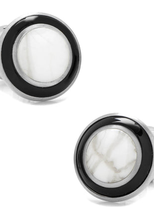 Jade with Onyx Ring Stainless Steel Cufflinks