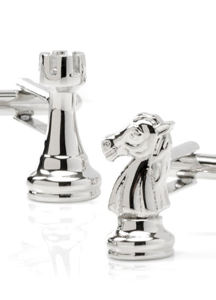 Knight and Rook Chess Piece Cufflinks