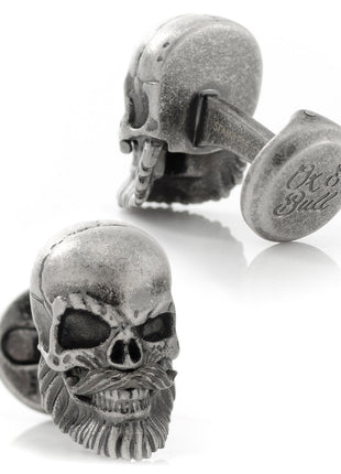 Stainless Steel Mustache Skull Cufflinks