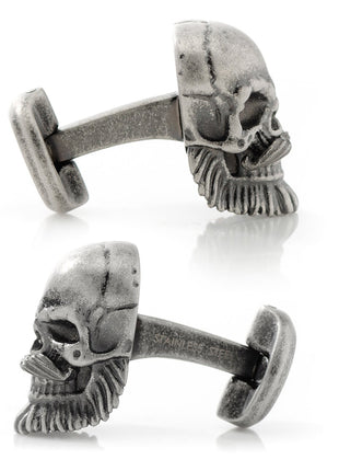 Stainless Steel Mustache Skull Cufflinks