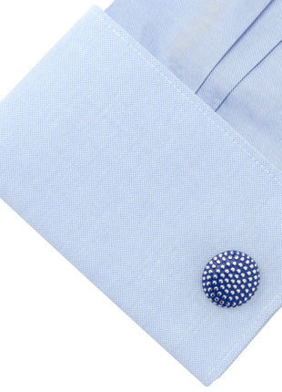 Navy Circle Dot Texture Cufflinks