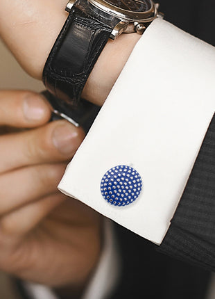 Navy Circle Dot Texture Cufflinks