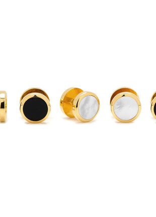 Mixed Gold White Pave Crystal 5-Stud Set
