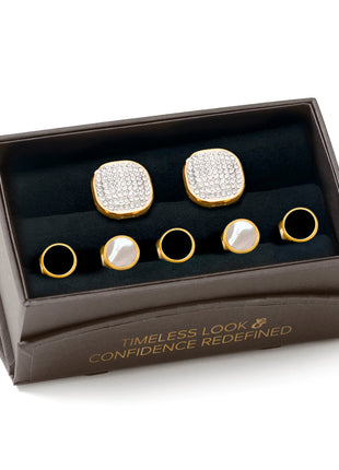 Mixed Gold White Pave Crystal 5-Stud Set
