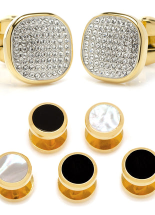 Mixed Gold White Pave Crystal 5-Stud Set