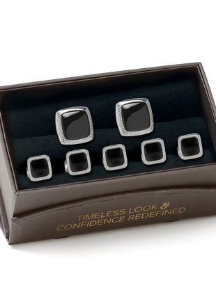 Onyx Cushion Stainless Steel 5-Stud Set