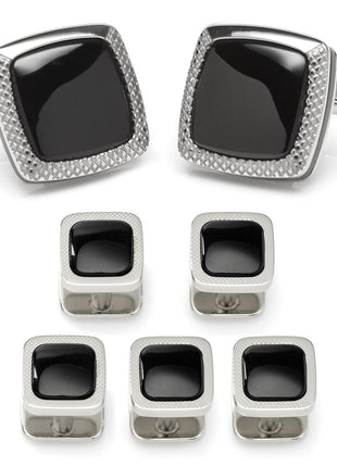 Onyx Cushion Stainless Steel 5-Stud Set