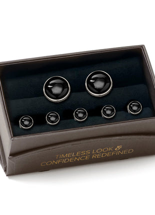 Silver and Onyx 5-Stud Set