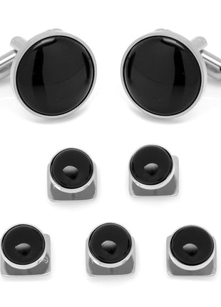 Silver and Onyx 5-Stud Set