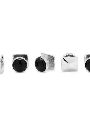 Silver and Onyx 5-Studs