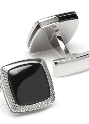 Onyx Cushion Stainless Steel Cufflinks