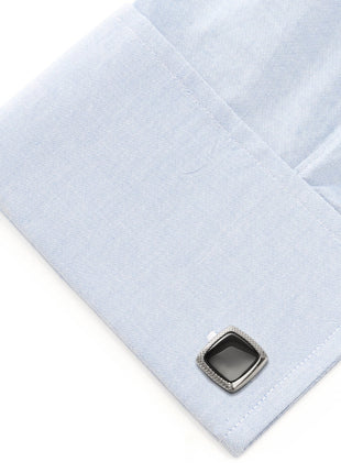 Onyx Cushion Stainless Steel Cufflinks