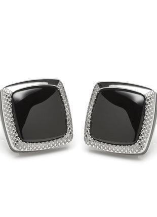 Onyx Cushion Stainless Steel Cufflinks
