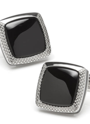 Onyx Cushion Stainless Steel Cufflinks