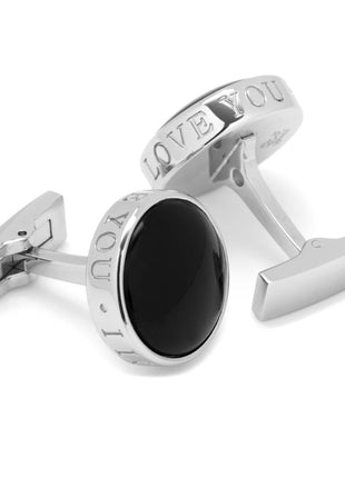 Onyx I Love You Stainless Steel Cufflinks