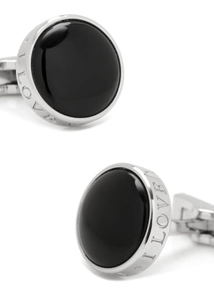 Onyx I Love You Stainless Steel Cufflinks