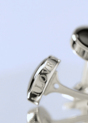 Onyx I Love You Stainless Steel Cufflinks