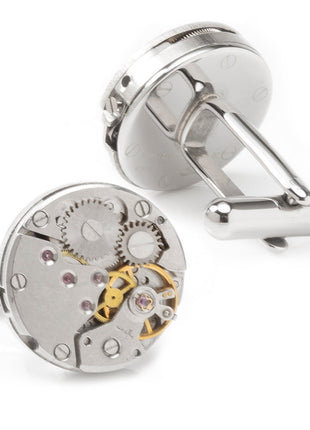 Open Edge Skeleton Watch Movement Cufflinks