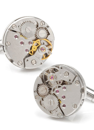 Open Edge Skeleton Watch Movement Cufflinks