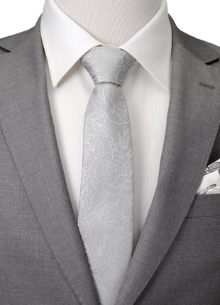 Floral Gray Men's Tie