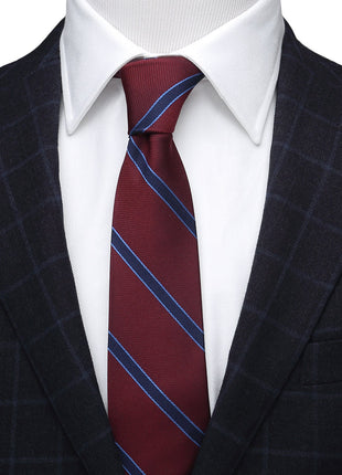 The Phillip Tie (Burgundy Stripe Men's Tie)