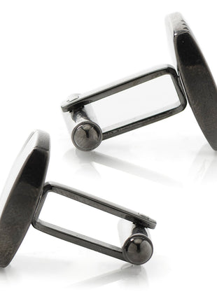 Stainless Steel Gunmetal Tartan Plaid Cufflinks