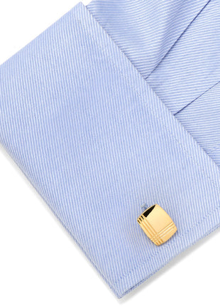 Stainless Steel Gold Tartan Plaid Cufflinks