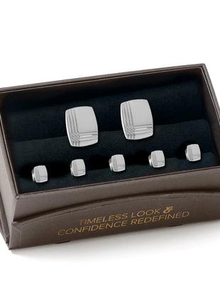 Stainless Steel Tartan Plaid 5-Stud Set