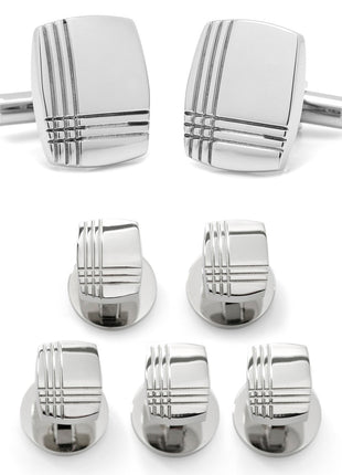 Stainless Steel Tartan Plaid 5-Stud Set