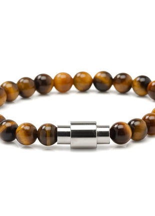 Tigers Eye Beaded Bracelet with Magnetic Closure