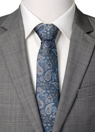 Blue & Gray Paisley Men's Tie