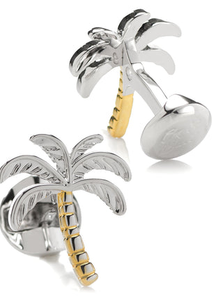 Palm Tree Silver Gold Cufflinks