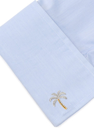 Palm Tree Silver Gold Cufflinks