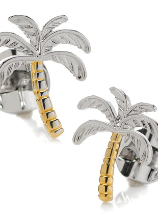 Palm Tree Silver Gold Cufflinks