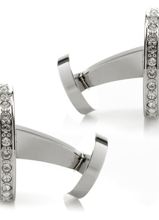 Stainless Steel Engravable Pave Edge Cufflinks